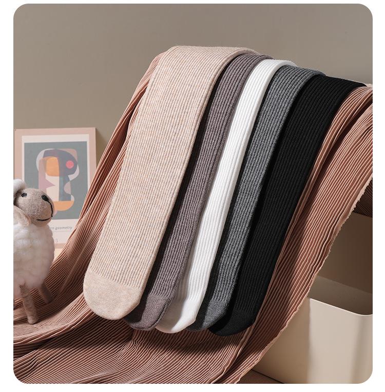 Children's Knit Cotton Striped Fleece Footed Tights - Autumn/Winter Dance Base Layer
