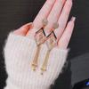 New popular geometric temperament silver needle fringed long earrings show face thin earrings jewelry geometric earrings