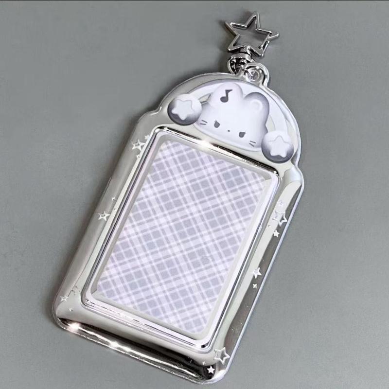 1pcs Photocard Card Holder,3Inch Cartoon Card Binder with Chain Photo Protector Photo Card Album Sleeves Keychain Pendant