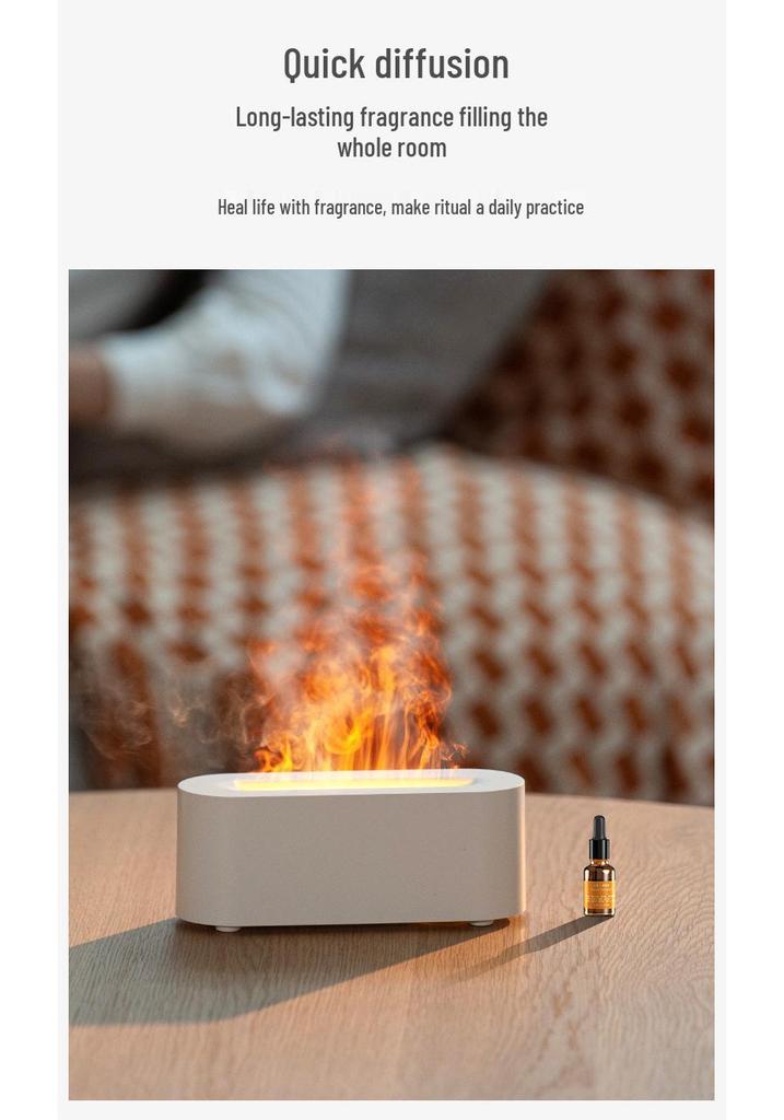 Seven-Color Simulated Flame USB Aroma Diffuser for Home and Office
