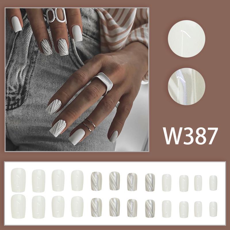 European & American Style Gray and White Tree Grain Nail Stickers
