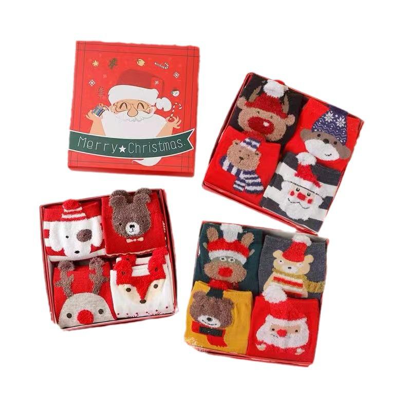 3D Cartoon Christmas Stocking Gift Set: Cute Mid-tube Women’s Socks for Autumn & Winter