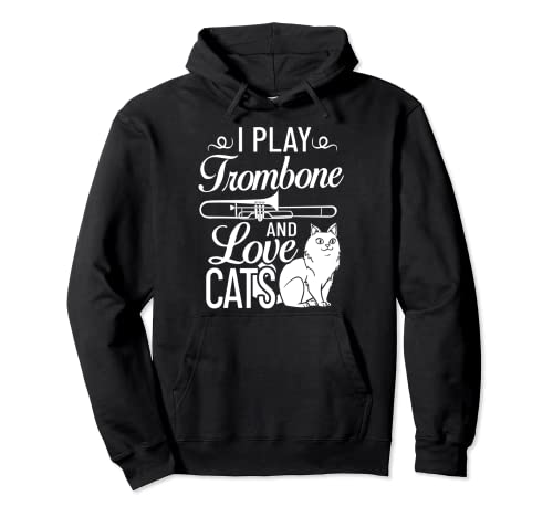 Cat Trombone Music Brass Instrument Player Hoodie