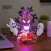 Cute Ghost Seesaw Figurine for Halloween Animated Light, USB Powered 3D Night LED Lightweight Ornament Lamp with Spooky Tree And Pumpkin Design, Decor