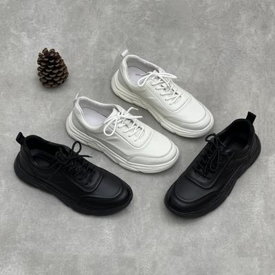 Chaussures pour hommes en cuir véritable Printemps Chaussures décontractées Cuir pleine fleur Cuir de vachette Semelle souple Chaussures de sport pour la course