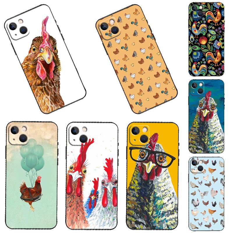 Chicken Hen Rooster Phone Case For iPhone 16 15 14 13 12 11 Pro Max Plus Mini XR 16e Funda Silicone Back Cover