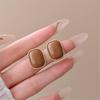Geometric Pattern Retro Coffee Color Square Stud Earrings for Women Wedding Jewelry Boucles d'oreilles Valentine's Day Gift
