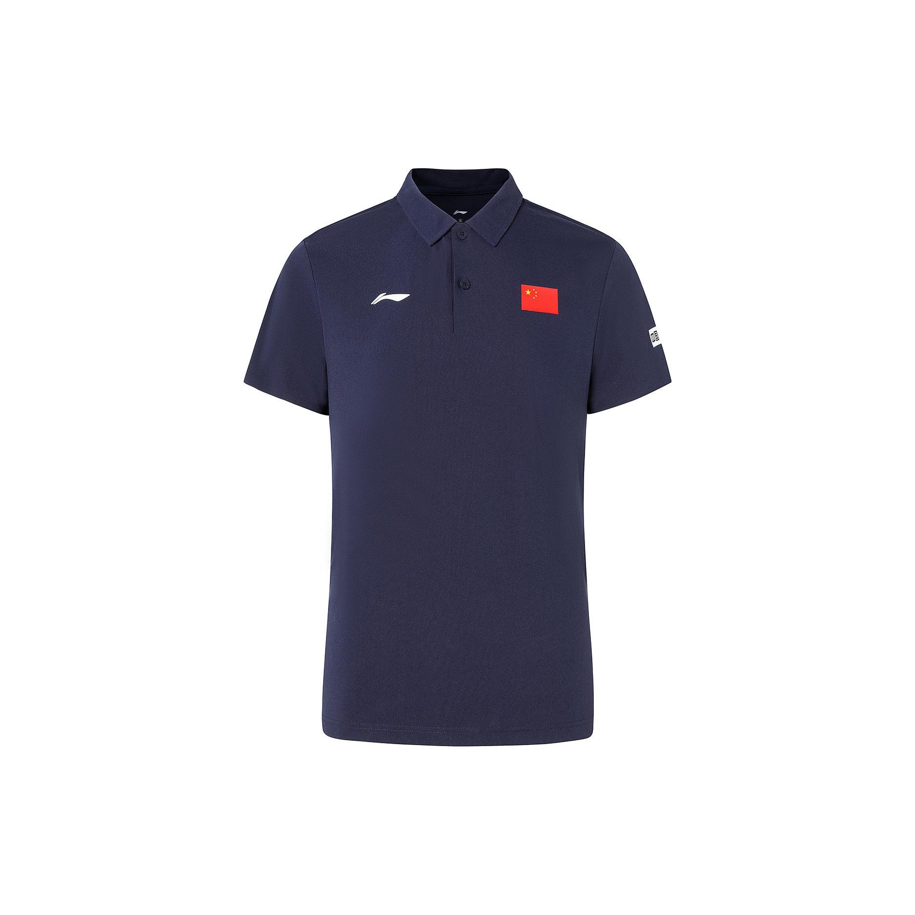 Li Ning Polo Shirts Men s Blue Polo Collar Moderate Straight Fit APLS229-1 S