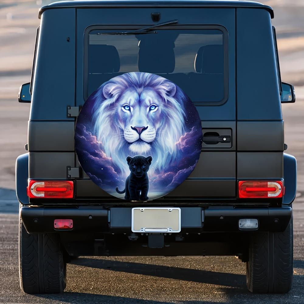 Car Tire Cover, 2D Flat Printing, 1pc Per Pack, Outdoor Equipment Tire Cover, Lion Pattern Design, Made Of Multifunctional Fabri