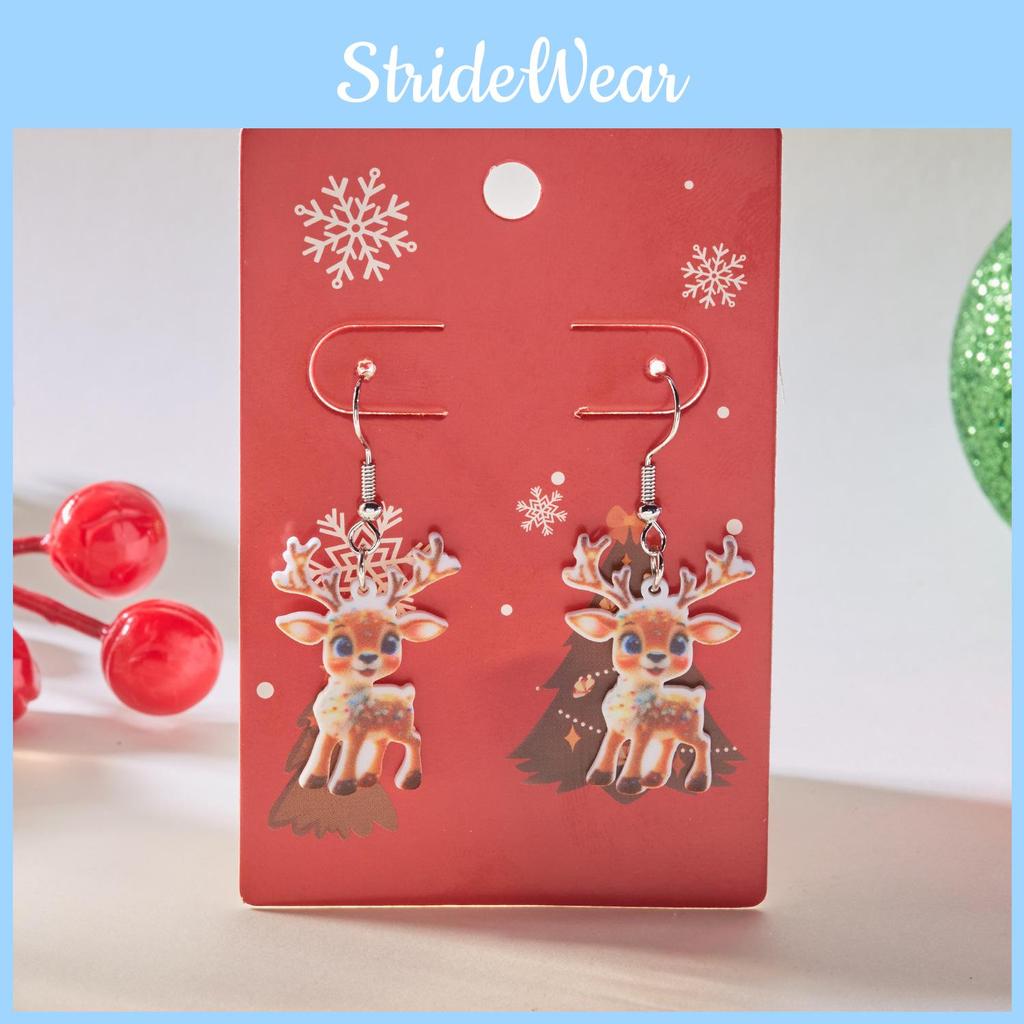 Festive Reindeer Acrylic Earrings For Women With Unique Geometric Style And Christmas Vibe