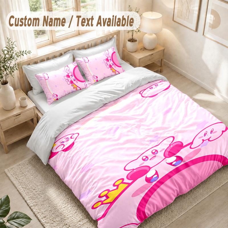 Kirby Bettwäsche Set, 1 Bettbezug & 2 Kissenbezüge Weich Bequem Schlafzimmer Heimtextil Dekor