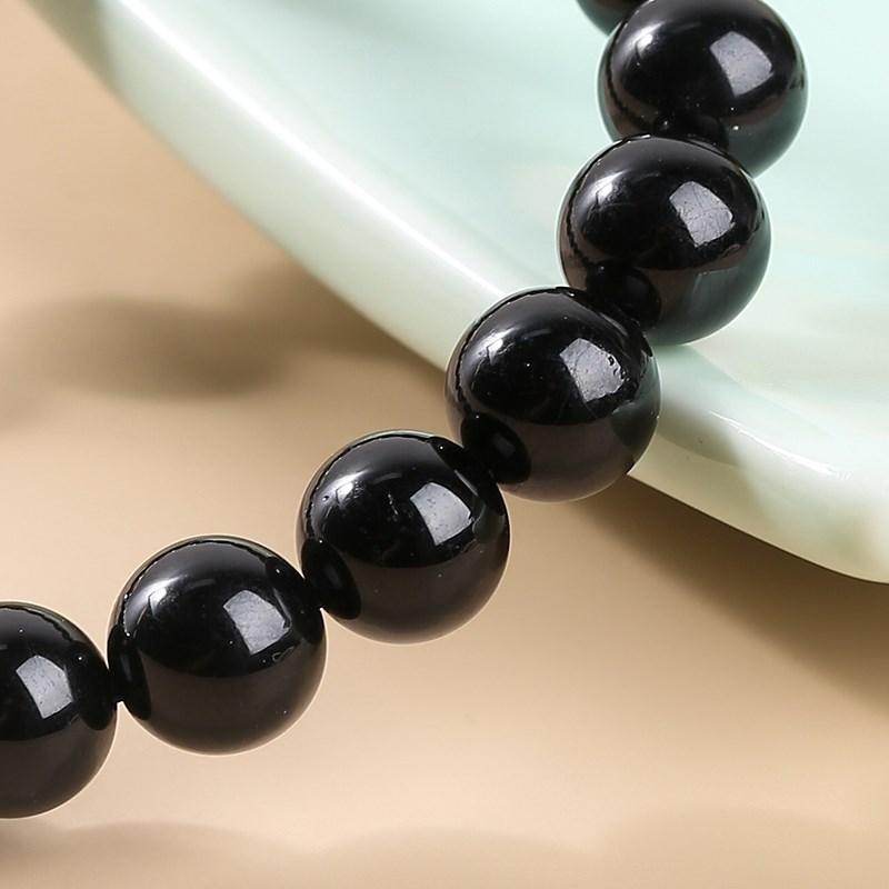Přírodní kámen 7A Černé turmalínové korálkové náramky Ženy Léčivé krystaly Čakra Jóga Meditace Šperky Náramky Schorl Strand