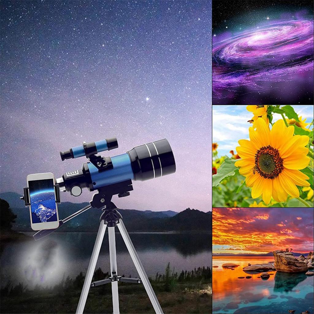 150x Astronomical Telescope 70mm Aperture Refractor Portable Travel Telescope With Phone Adapter Wireless Remote