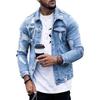Giacca di jeans autunnale primaverile tinta unita buchi manica lunga lavaggio irregolare cappotto jeans