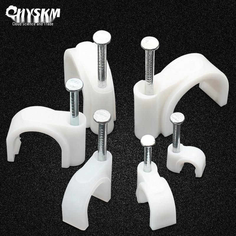 Steel Nail Round Plastic Cable Clip for Wire Management and Network Organization