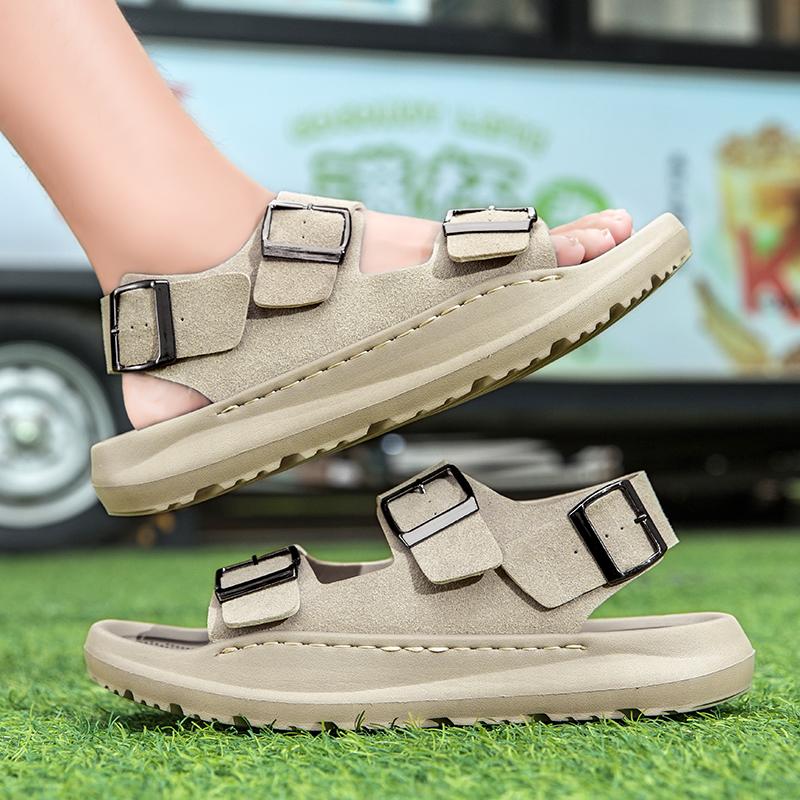 Fashion Open-toe Male Sandals Comfy Leather Men Sandals New Casual Summer Shoes Fashion Outdoor Beach Footwear Breathable Wading Shoes