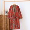 Damen Bademantel im Retro-Stil mit Blumendruck, gewebter Jacquard-Baumwolle, Kimono Yukata Homewear Roben, Nachthemd Bademäntel für Frauen
