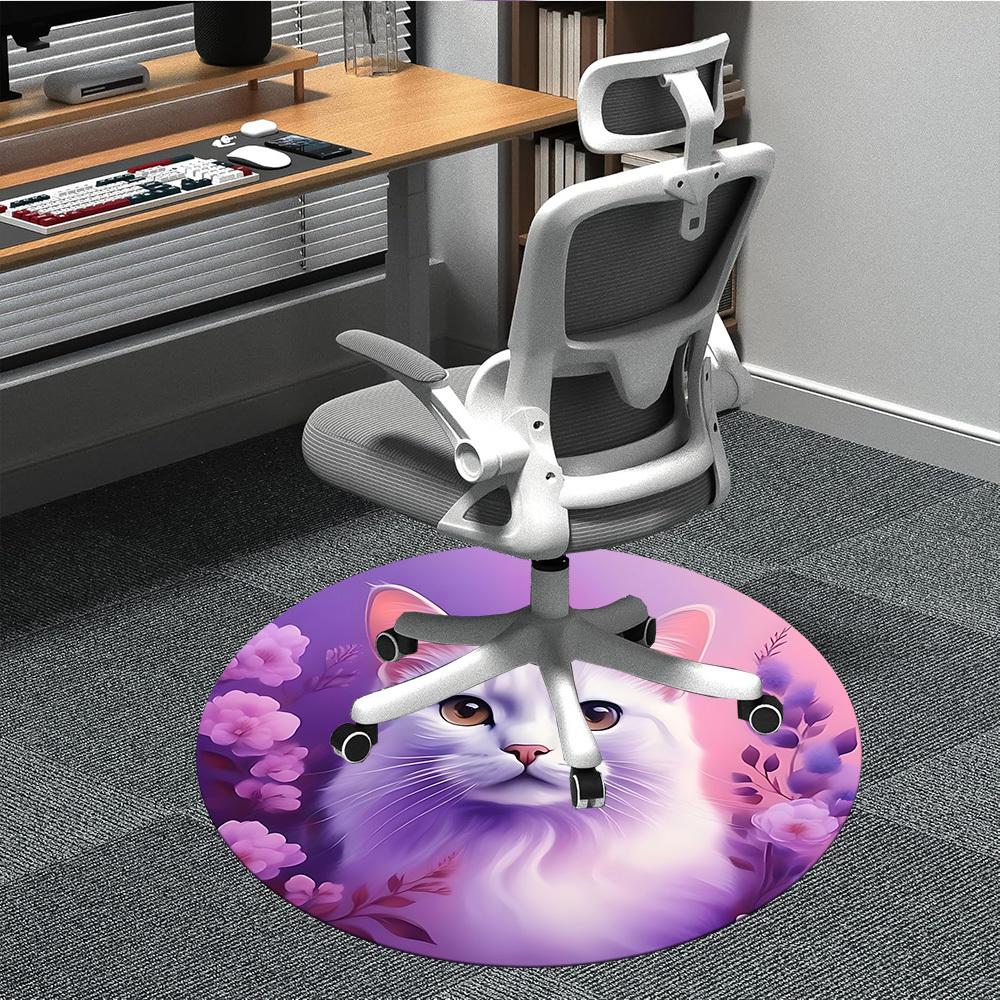 

1pc Cat Portrait Carpet for Office Non Slip, Round Carpet, Soft & Comfortable, Carpet for Office, Lightweight Round Floor Mat 80cm