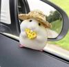 Cute Personalized Car Straw Hat Hamster Car Interior Decoration Window Edge Car Decoration Auto Interior Dashboard Accessories