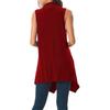 Ärmellose, drapierte, vorne offene Cardigan-Weste für Damen mit asymmetrischem Saum, Blusen-Tops