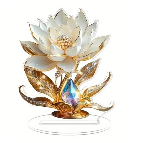 Квіткова акрилова табличка 2D Пласка троянда Настільний знак для офісу Спальні Робочого столу Кристалічний ефект Квіткова табличка-троянда для мами Дружини Бабусі