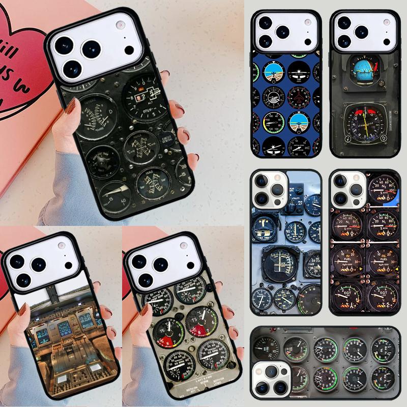 Aviation Airplane Instrument Phone Case For Apple iPhone 17 Air 16E 15 14 Plus 13 12 11 Pro Max Mini Funda Cover