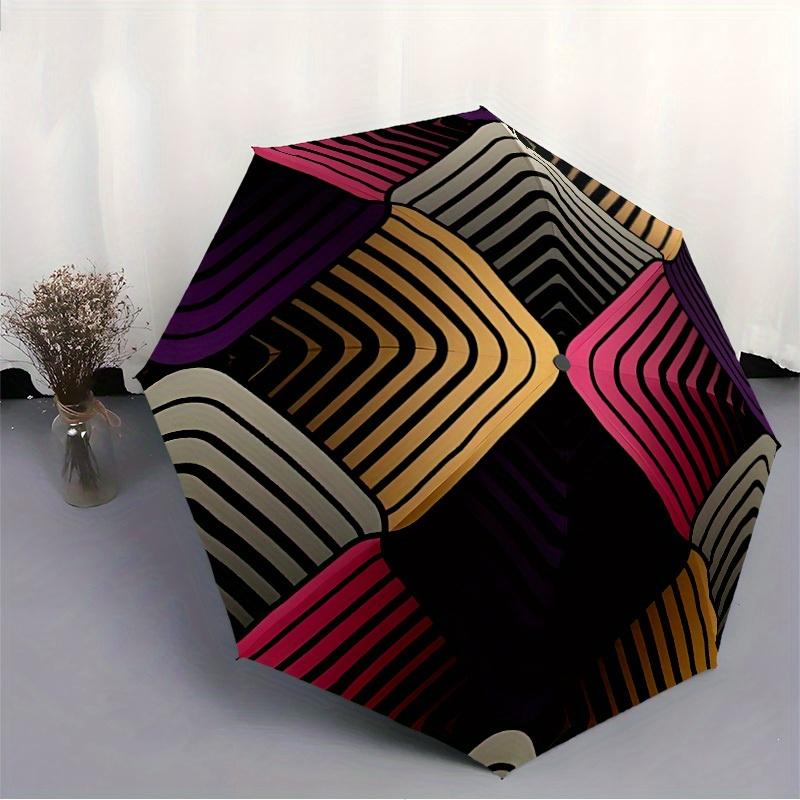 1pc Abstract Pattern Automatic Folding Umbrella, Portable & Foldable Design with 8 Ribs, Casual Outdoor Accessory Halloween and Christmas gi