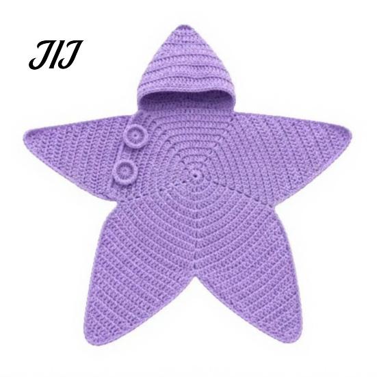 Seestern Schlafsack für Neugeborene Baby Schlafsack, Gestrickter Schlafsack mit Kapuze, Weiches Baumwollgarn Baby Wickeltuch Gemütliche Sternförmige Tragbare Decke, Neugeborene