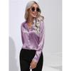 JPNTKY Women's Fashion Casual Solid Color Print Long Sleeve  POLO Neck Blouses & Shirts