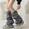 Harajuku Cargo Leg Cover with Adjustable Drawstring Motorcycle Punk Baggy Footless Socks Leg Warmer Gaiters for Women