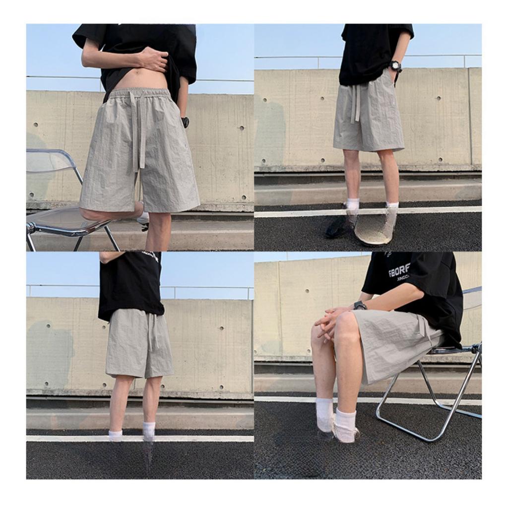 Pantaloncini a Gamba Larga Vita Alta Leggeri ad Asciugatura Rapida - Pantaloncini Estivi Casual Traspiranti con Coulisse in Vita - Design Unisex