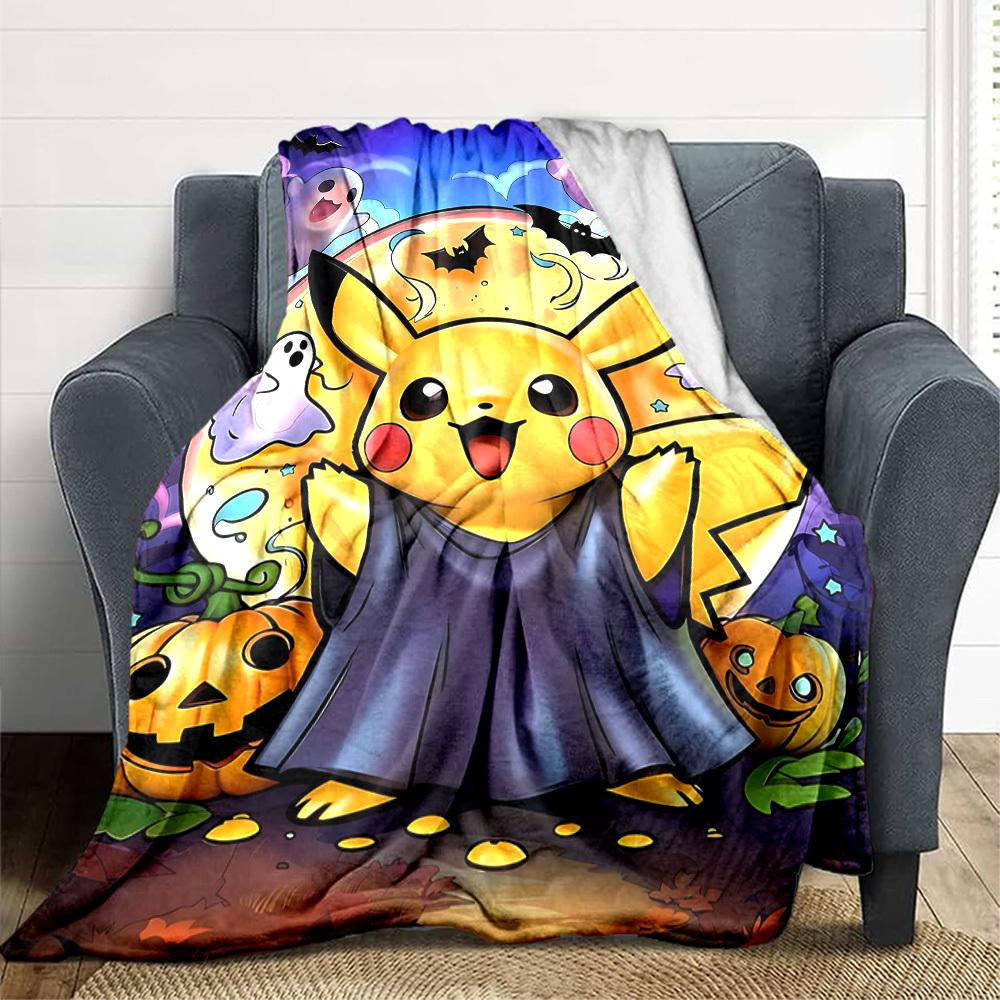 1pc Halloween Pikachu Blanket Lightweight Flannel Blanket Throw Blanket For Sofa, Bed, Travel, Camping, Livingroom, Office, Couch