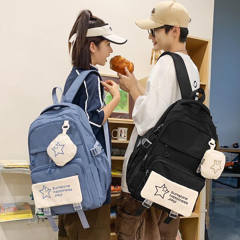 Звездный принт школьный рюкзак женский цветной блок большой емкости рюкзак — фото 3