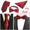 [LUNARI] Necktie, Bow Tie, Pocket Square, Cufflinks 4-Piece Set, Paisley Pattern, Men's Formal Wear, Gift, Red (Red)