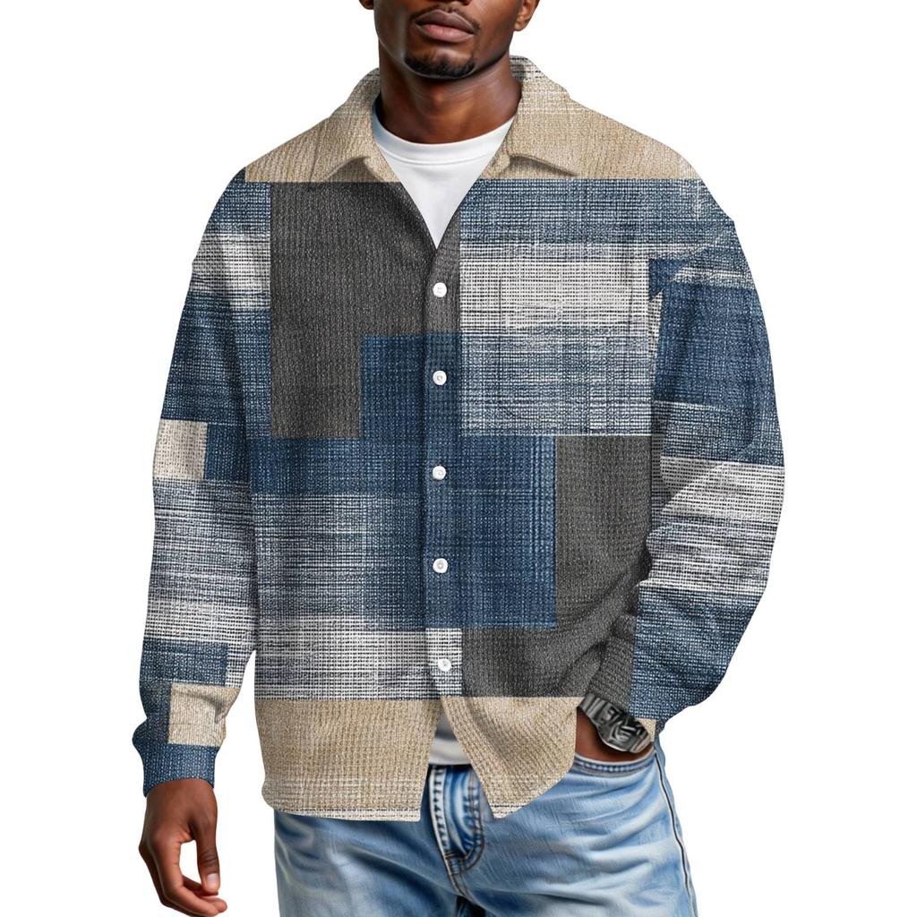 Chemise Décontractée à Boutons et Manches Longues pour Homme avec Poche