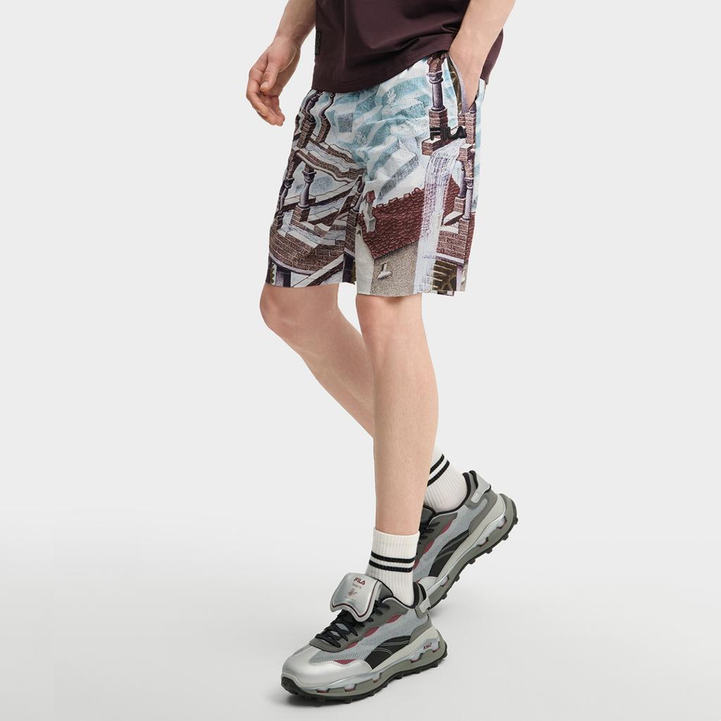 Fila X M.C. ESCHER Collaboration SS25 Heritage Series Minimalist Lace-Up Fashion Five-Point Casual Shorts Men Shorts F11M538802F-ZA