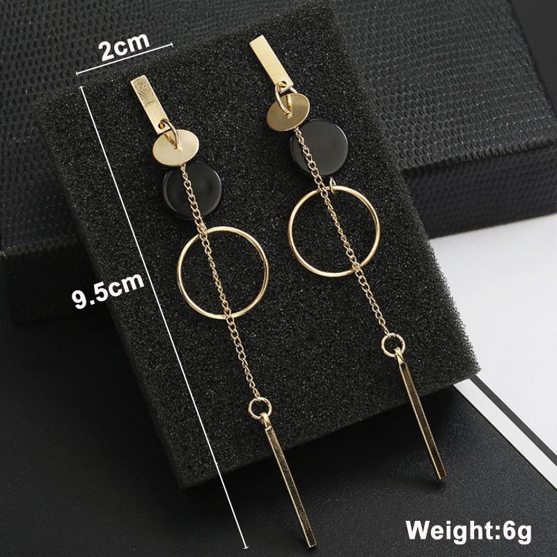 Black Hanging Long Earrings for Women Triangle Square Statement Drop Earrings 2025 boucle oreille femme Fashion Jewelry