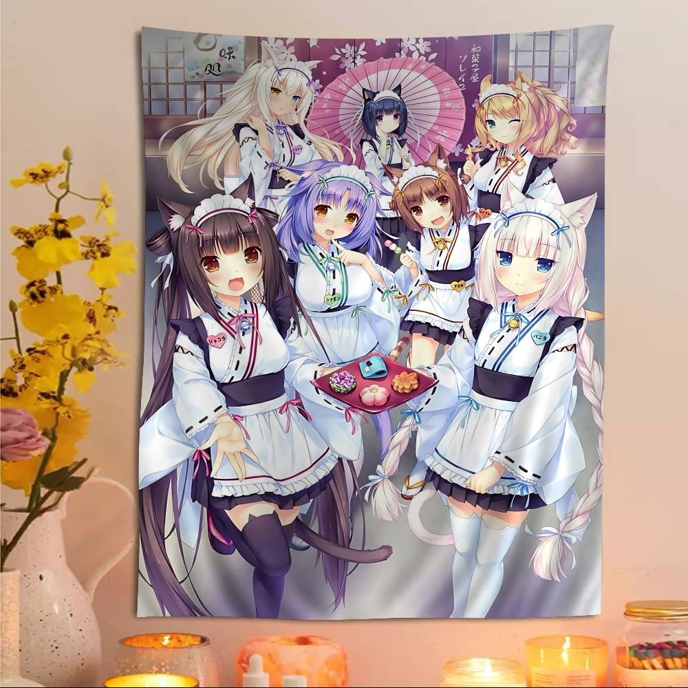 Cute Anime NNekopara Chart Tapestry Home Decoration Hippie Bohemian Decoration Divination Wall Hanging Home Decor