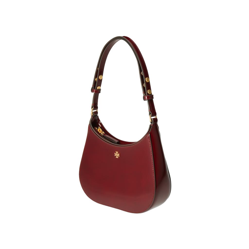 Tory Burch Emerson Minimalist Casual Zipper Leather Crescent Bag Women Handbags Burgundy 147940-627