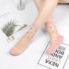 5 Pairs of Women's Spring and Summer Plus Cotton Bottom Floral Mesh Non Slip Crystal Silk Mid Tube Socks