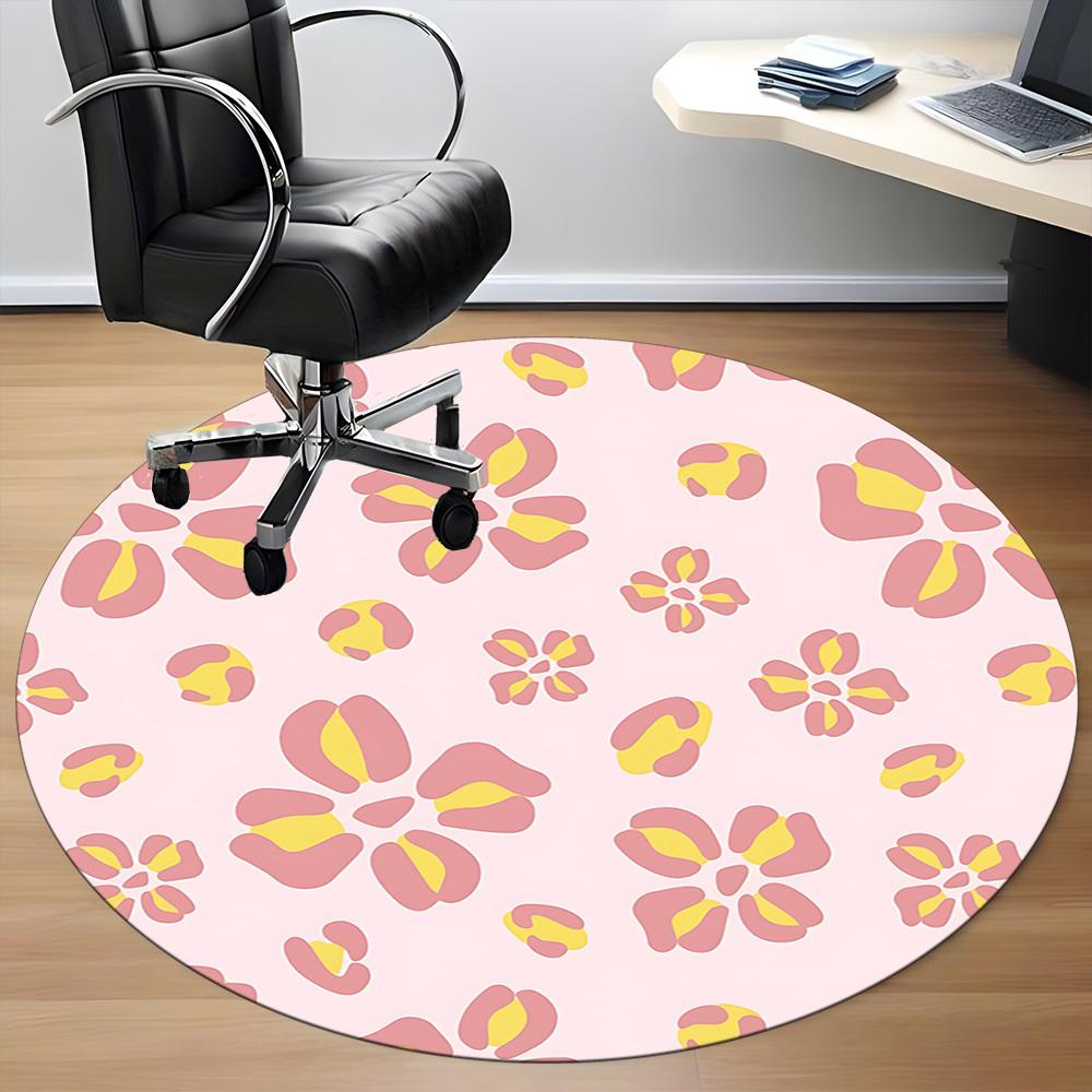 1 Stück Rundteppich mit Blumenmuster für das Büro, Teppich für Büro, Gaming, Leichte runde Bodenmatte yy260205010