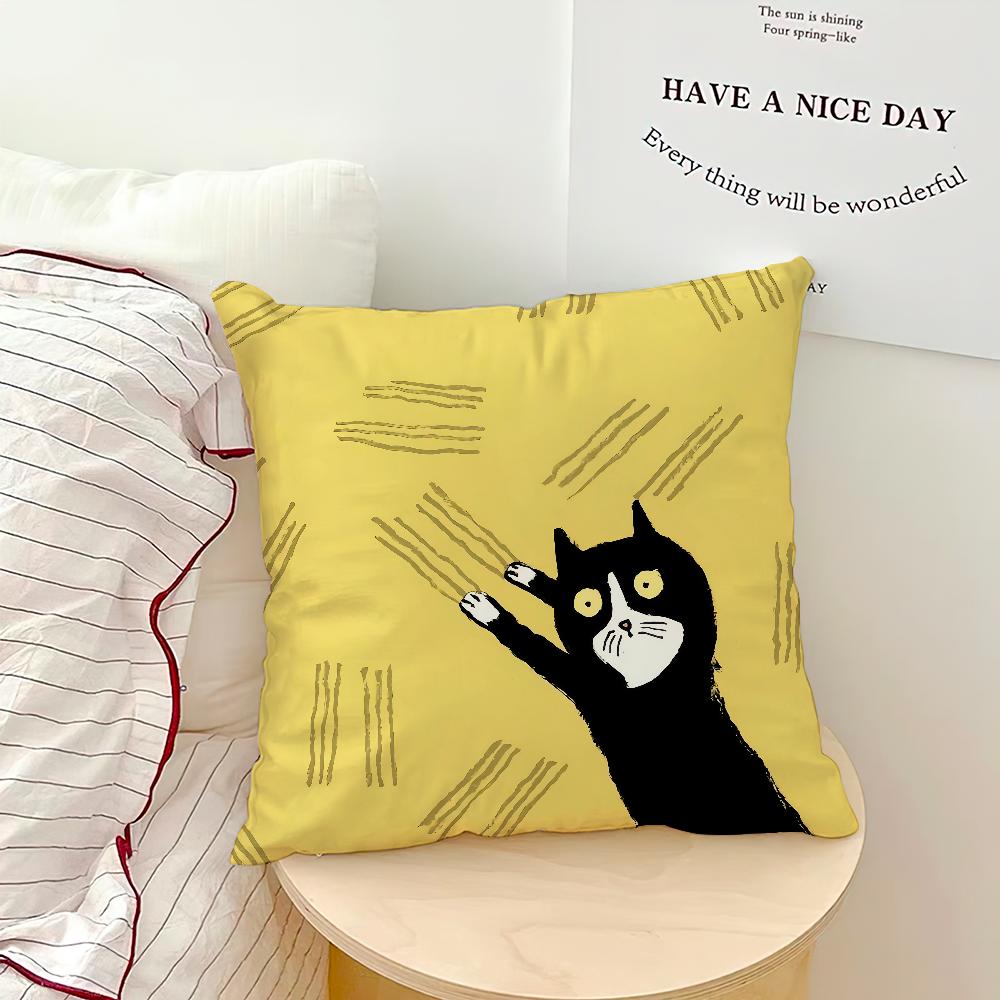 Cute fish Cat Funny Abstract Art meme cushion cover soft Pillow Case for Sofa Living Room Home office Decor Protective Covers