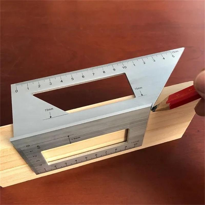 Multifunctional Square 45/90 Degree Gauge Angle Ruler Aluminum Alloy Woodworking Scribing Mark Line Gauge Measuring Tools
