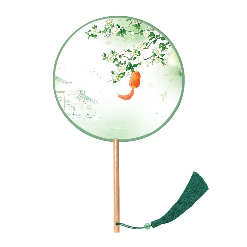 Fächer im chinesischen Stil, Tuschmalerei, antiker chinesischer Stil, chinesische Hochzeit mit Anhänger, Handfächer mit runden Quasten, Seidenfächer