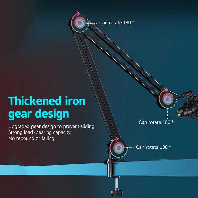 Adjustable Microphone Boom Arm Stand Bracket For Gaming Streaming Recording Usb Condenser Mic Desktop Mount Fold Mike Holder