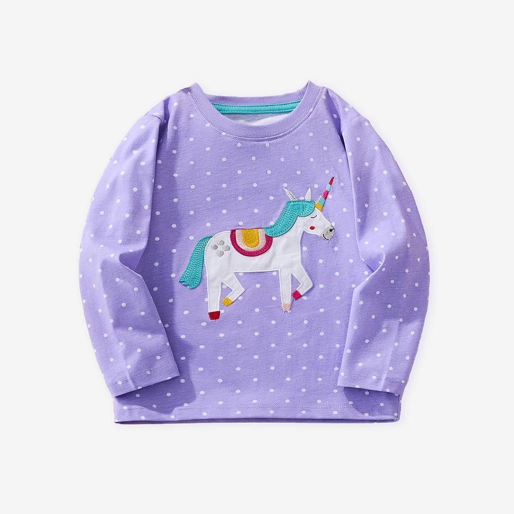 Unicorn Print Embroidered Kids' Long-Sleeve T-Shirt Set: 3-Piece Autumn/Winter 2025 Collection