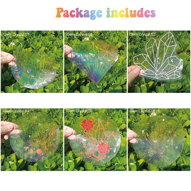 6Pcs/set Suncatcher Window Stickers Rainbow Maker PVC Glass Sticker Sun Catcher Wall Decal Art Home Bedroom Kids Room Decoration