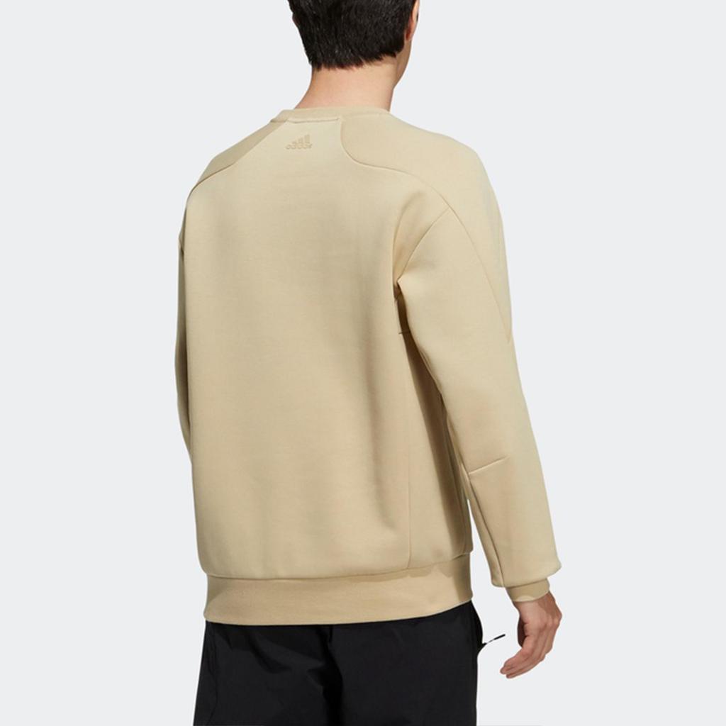 adidas Essentials Series Logo Print Pullover Hoodie Casual Sweat Top Men Khaki H39278