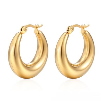 Retro-Style 18K Plated Hollow Titanium Steel Crescent Earrings