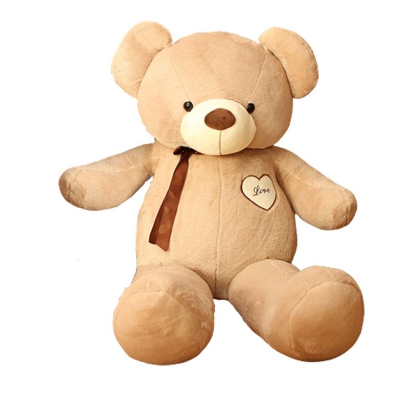 Adorable Silky Ribbon Teddy Bear Plush Toy For Girls Pp Cotton Stuffed Animal In Short Plush